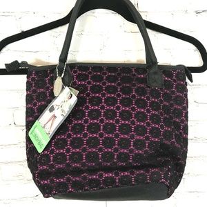 New Luxurious Lace Insulated Lunch Bag Pink Black